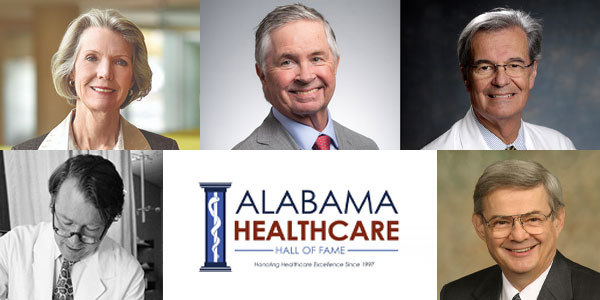 Collage of five individuals who are recognized in the Alabama Healthcare Hall of Fame