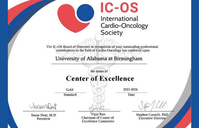 IC-OS International Cardio-Oncology Society Center of Excellence Certificate