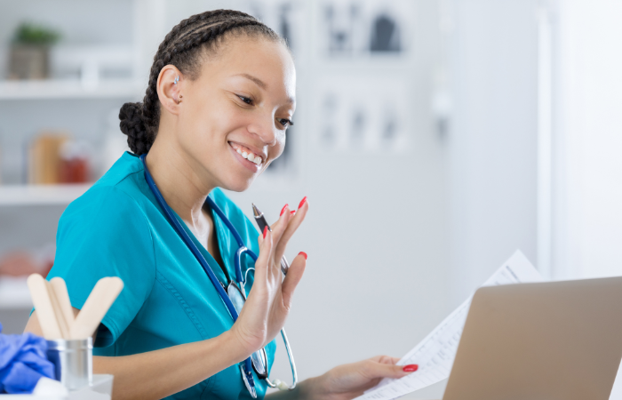 Nurse in a Telehealth appointment