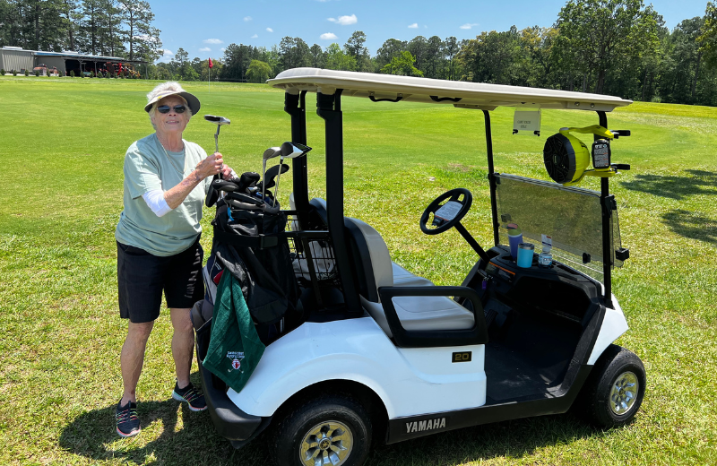Sarah Hazen with golf cart