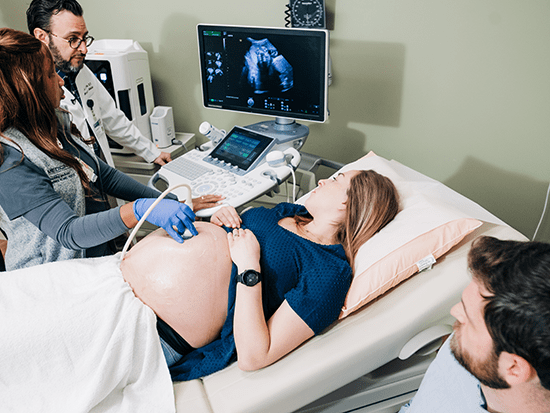 Brian Brocato, D.O., maternal-fetal medicine specialist, discusses Shellie's 35-week ultrasound and future delivery plans.