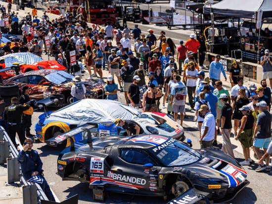 race cars and visitors pictured at the UAB Medicine GT World Alabama event