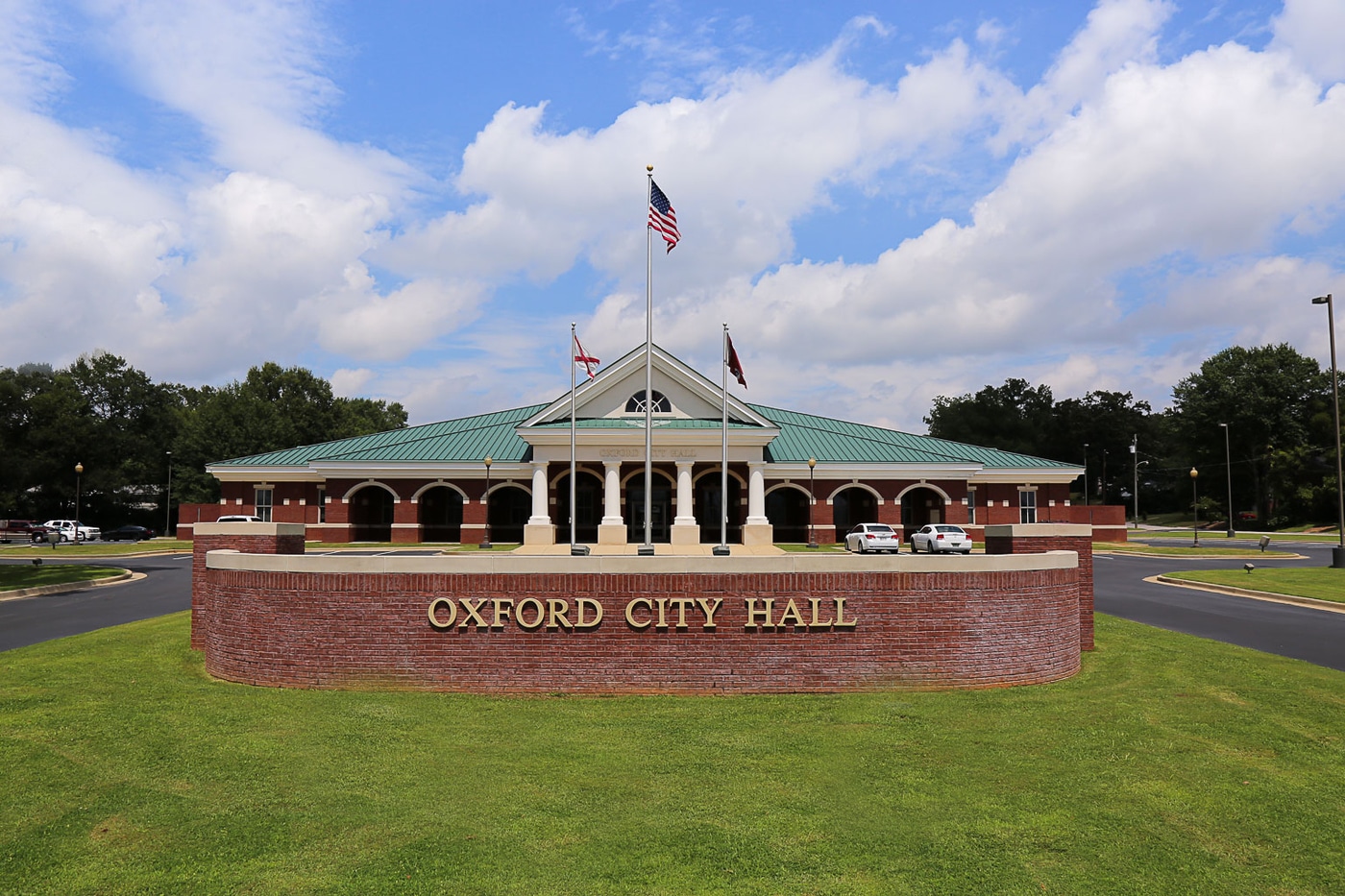 External view of the Oxford City Hall building in Oxford, Alabama